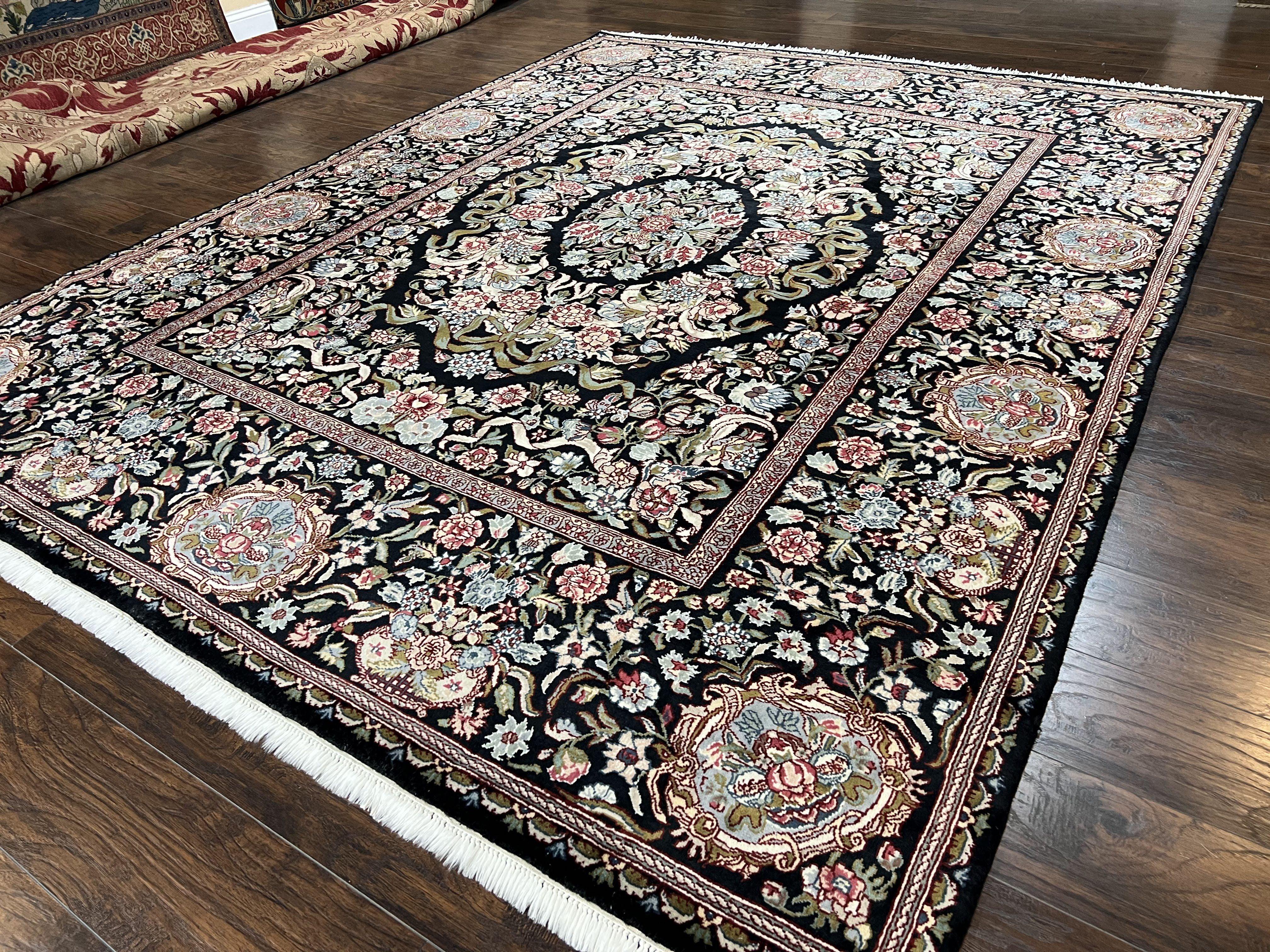 Stunning Pak Persian Floral Rug 8x10, Highly Detailed Elegant Floral Wool Carpet, Aubusson European Design, Wool, Traditional Vintage Rug - Jewel Rugs