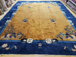 9' X 12' Antique Hand Made Art Deco Nichols Peking Chinese Rug Carpet Blue Nice - Jewel Rugs