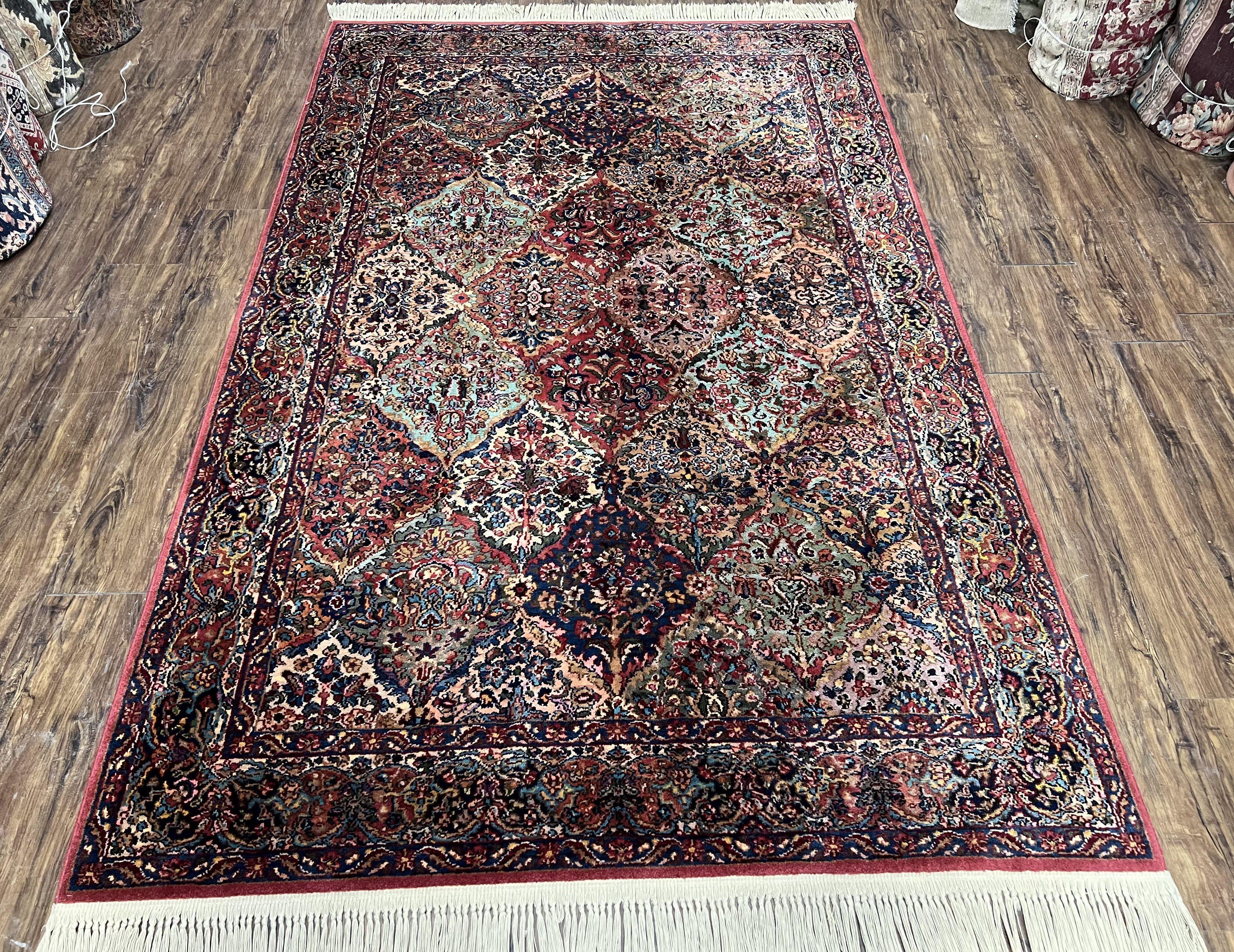 5.9 x 9 Karastan Rug Multicolor Panel Kirman #717, Karastan Carpet 6x9 Multipanel Kirman Oriental, Original 700 Series Vintage Wool Area Rug - Jewel Rugs