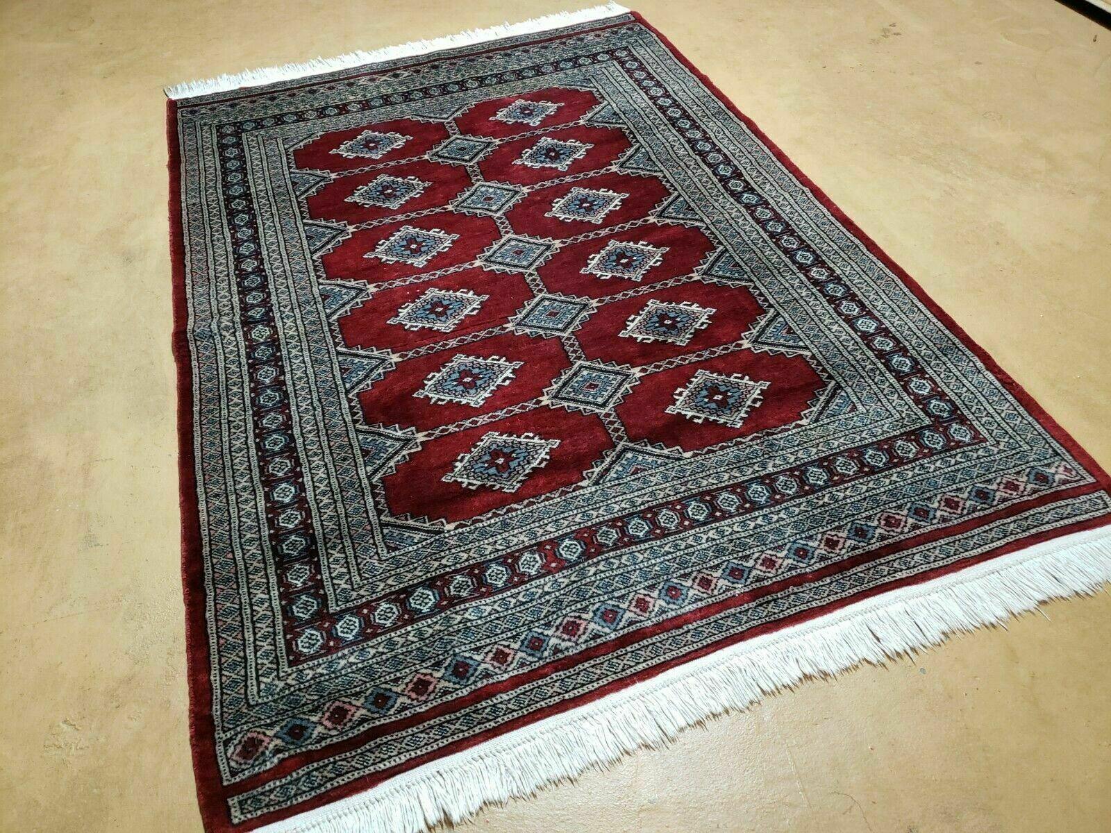 4' X 6' Vintage Handmade Bokhara Turkoman Pakistan Wool Rug Carpet Red Nice - Jewel Rugs