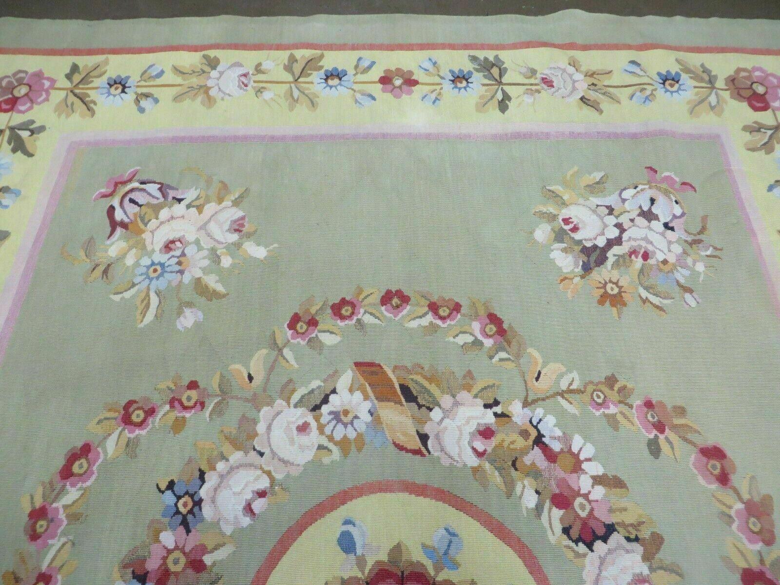 5' X 7' Vintage Handmade Aubusson Needlepoint Flat Pile Weave Wool Rug Nice - Jewel Rugs