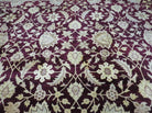 10' X 15' Vintage Handmade India Agra Larastan Wool Rug Floral Beauty Wine Red - Jewel Rugs