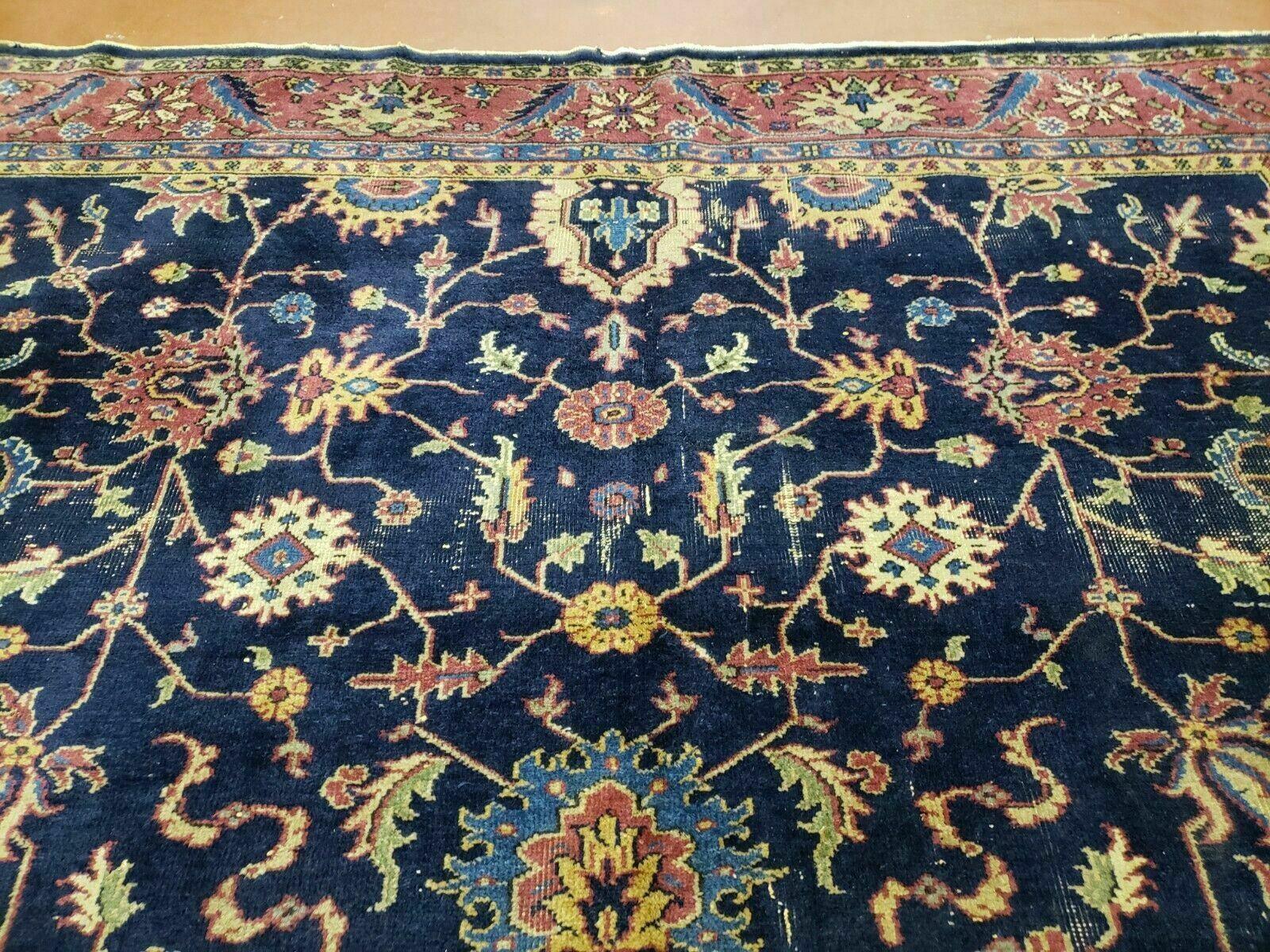 9' X 11' Antique Handmade Turkish Sparta Wool Area Rug Floral Nice Organic Dyes - Jewel Rugs