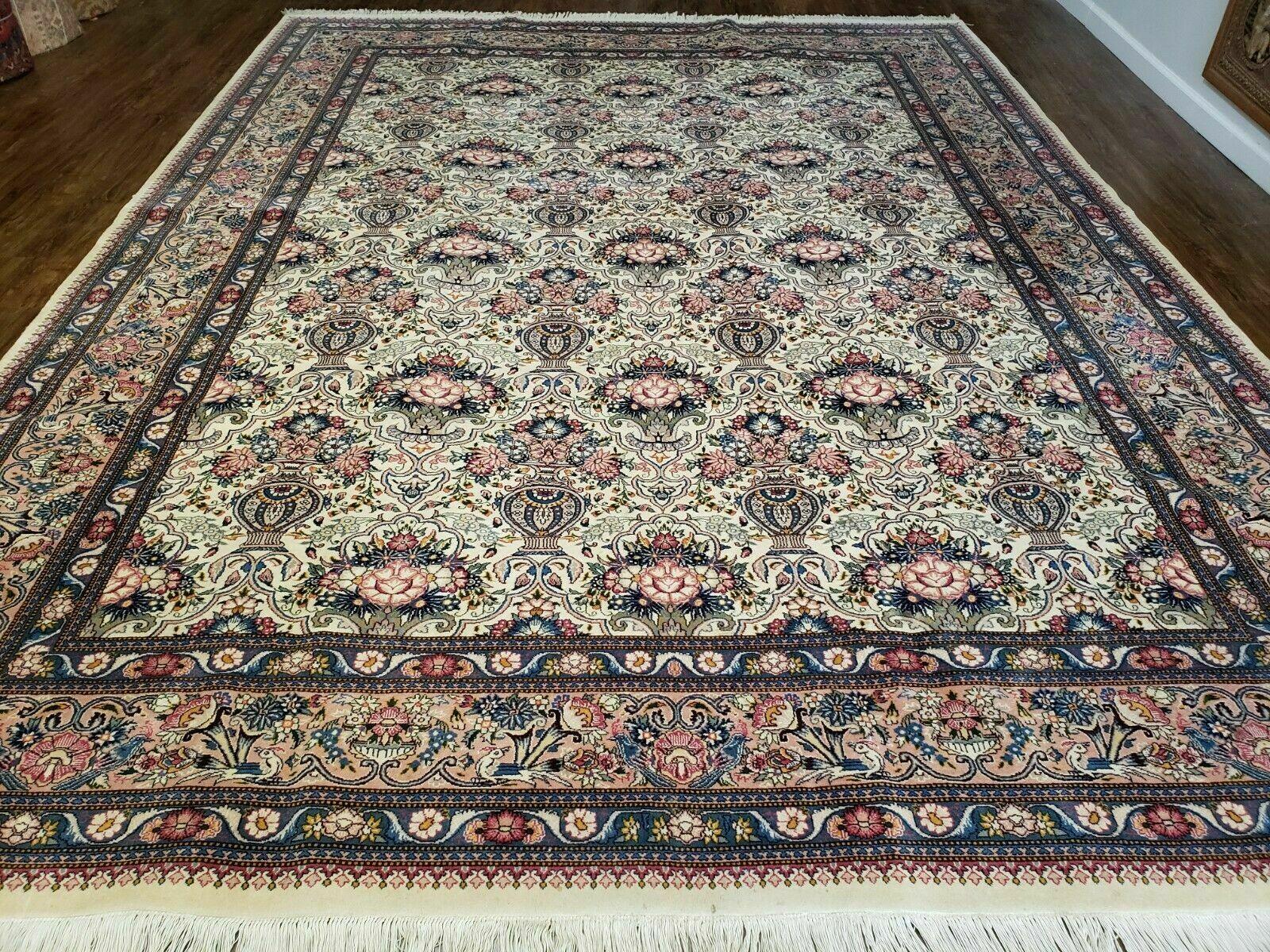 9' X 12' Handmade Chinese Oriental Wool Rug Organic Ivory Hand Knotted Bird - Jewel Rugs