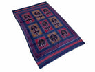 2' 9" X 4' 5" Vintage Handmade Tribal Wool Rug Balouchi Afghan Rug Blue Red 3x5 - Jewel Rugs