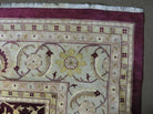 10' X 15' Vintage Handmade India Agra Larastan Wool Rug Floral Beauty Wine Red - Jewel Rugs