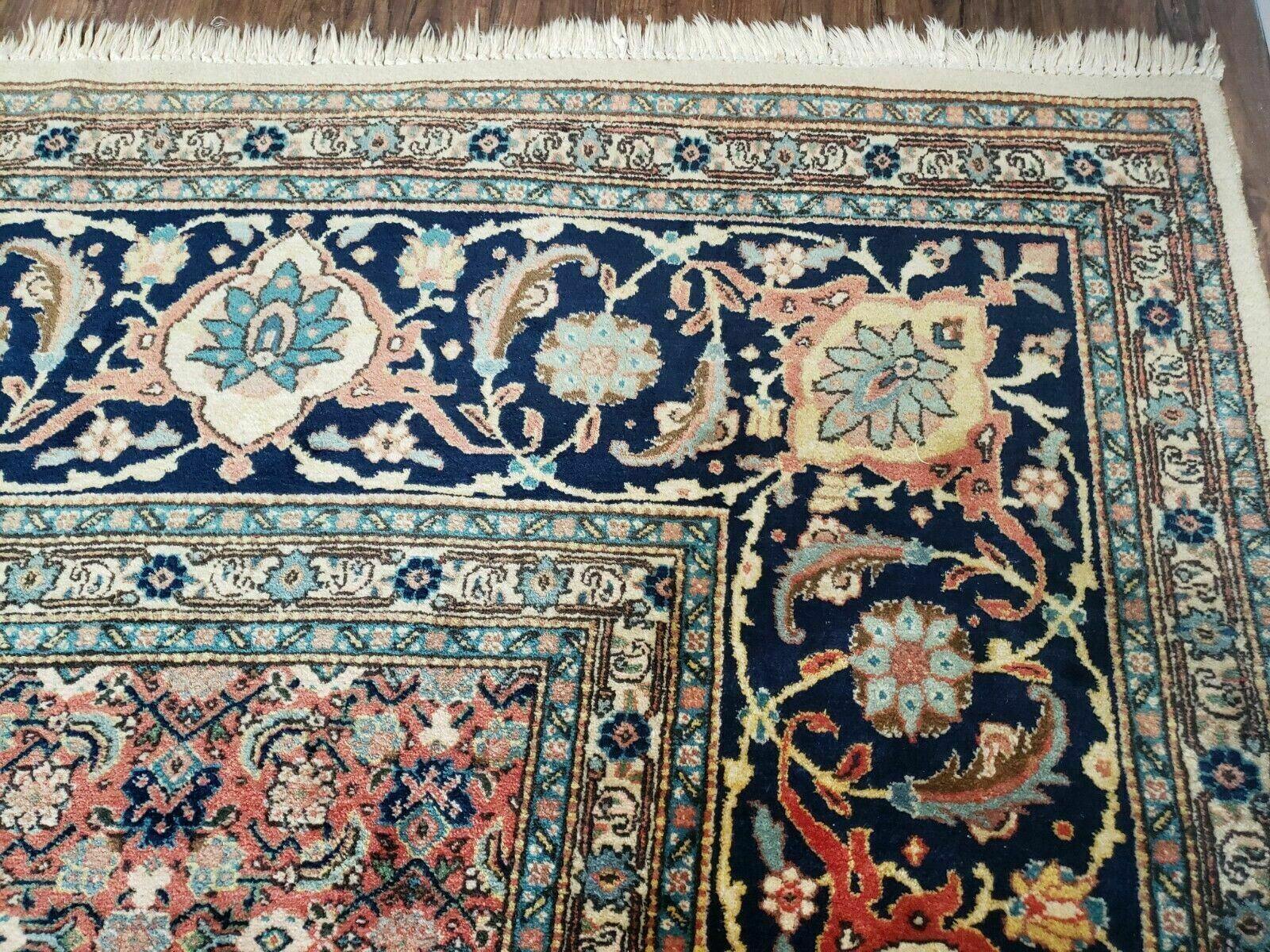 12' X 17' Antique Authentic Finely Woven Handmade Persian Tabriz Wool Rug Beige Blue - Jewel Rugs