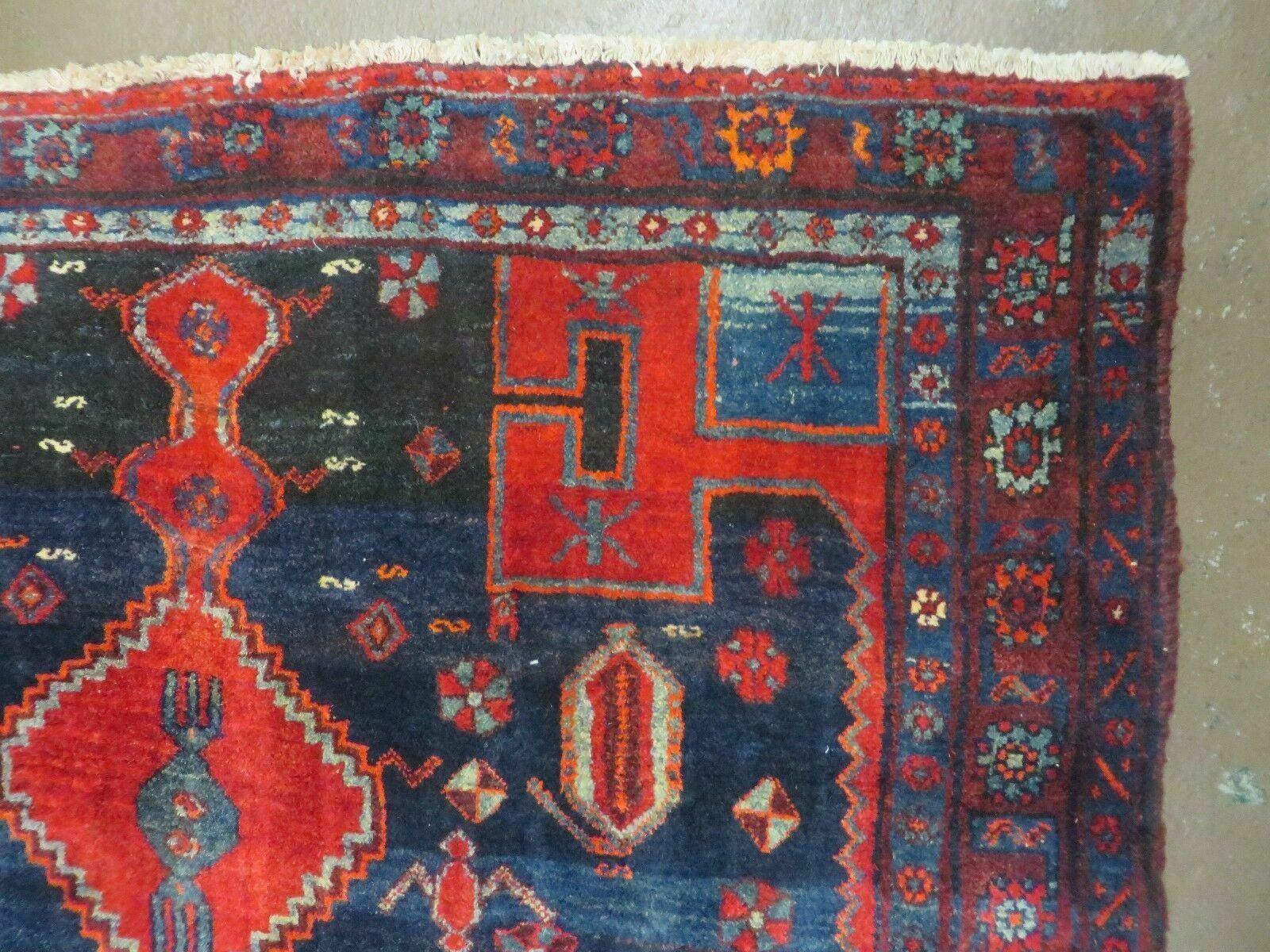 4' 6" X 8' 2" Antique Handmade India Tribal Geometric Wool Rug Red Blue # 129 - Jewel Rugs