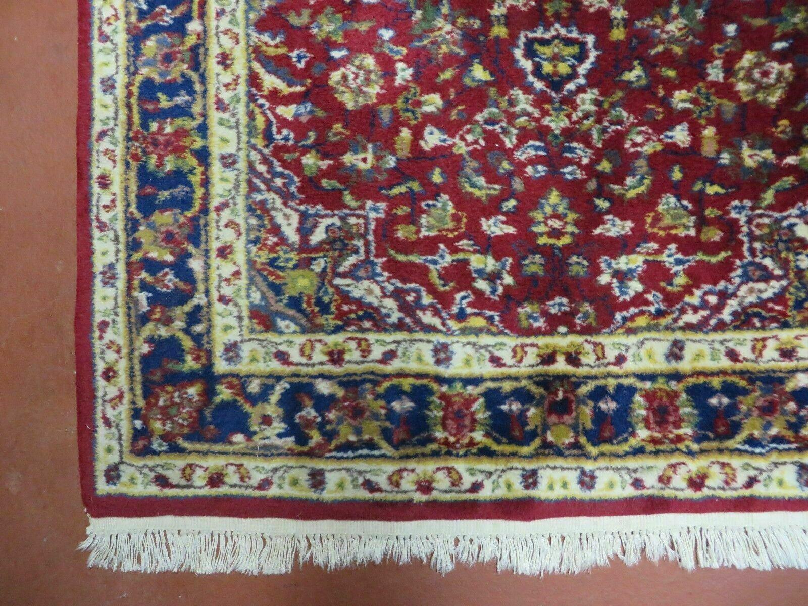 2' 6" X 4' Vintage Handmade Indian Lahore Red Wool Rug Nice - Jewel Rugs