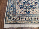 Semi Antique Fine Persian Nain Rug, Ivory & Blue, Wool with Silk Accents, 3'9" x 6'2" - Jewel Rugs