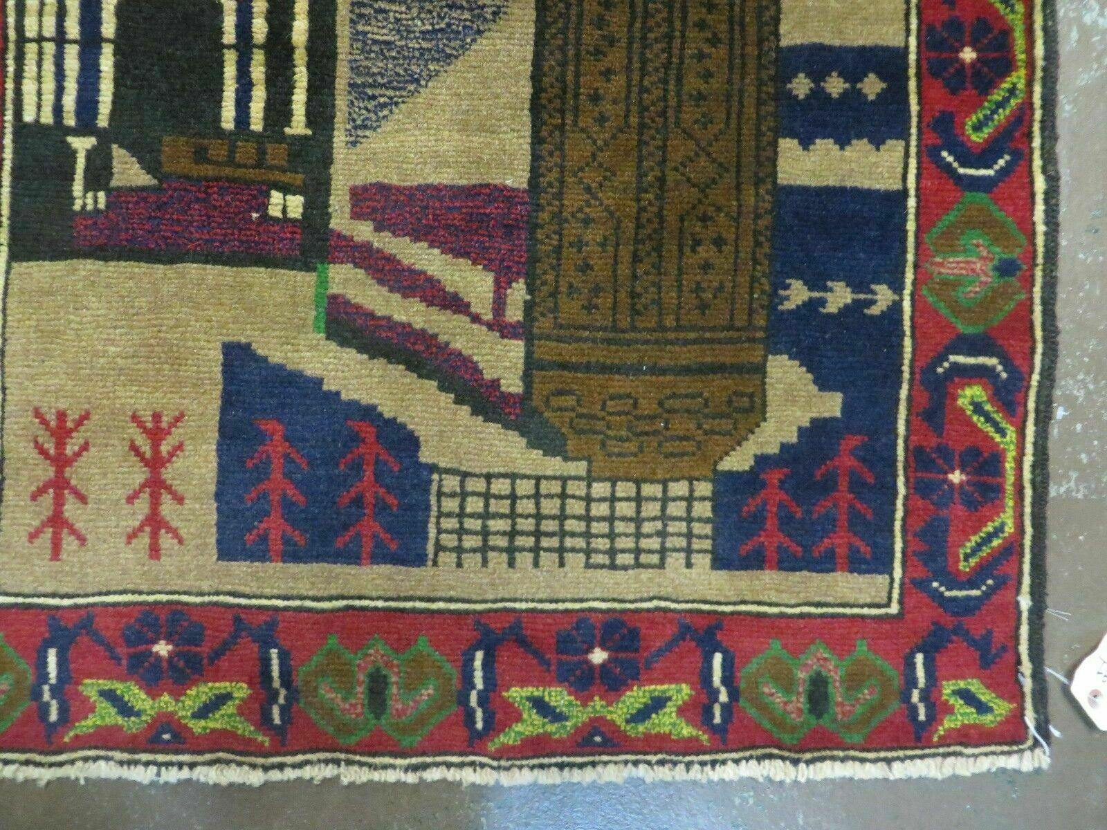 3' X 4' New Vintage Handmade Afghan Balouch Tribal Wool Pictorial Rug # 281 - Jewel Rugs