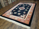 6x9 Black & Salmon Chinese Art Deco Rug Wool Hand-Tufted Vintage Soft Pile Plush - Jewel Rugs