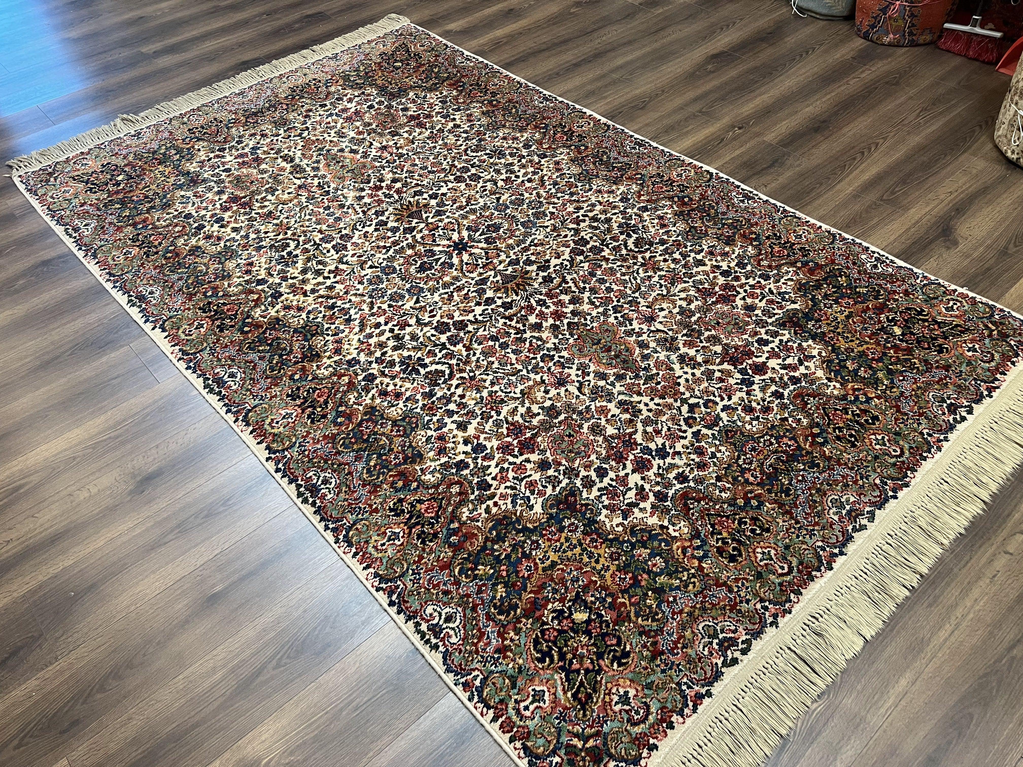 Karastan Floral Kirman Rug #742, Wool Karastan Carpet 5.9 x 9, Original Collection 700 Series, Vintage Discontinued Oriental Area Rug 6x9 - Jewel Rugs