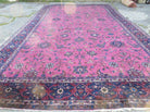 12' X 20' Antique Handmade India Wool Rug Fuchsia Purple Hand Knotted Nice - Jewel Rugs