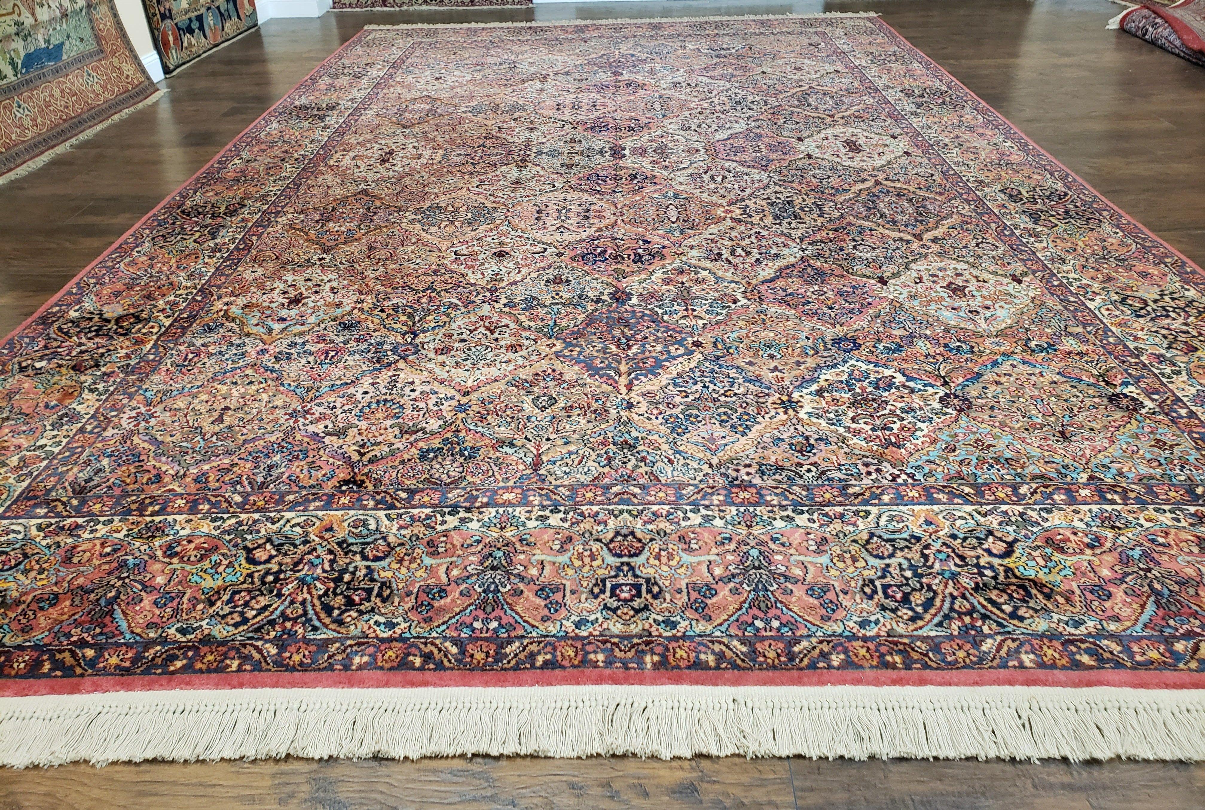 Antique Karastan Mulitcolor Panel Kirman #717, Wool Karastan Rug 10x16, Large Vintage Discontinued Karastan Carpet Multipanel Kirman 10 x 16 - Jewel Rugs