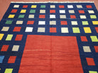 Turkish Kilim Rug 5x7 - 6x8, Checkerboard Kilim Carpet, Area Rug, New Playroom Rug, Colorful Multicolor Rug for Nursery Room, Dark Blue Red - Jewel Rugs