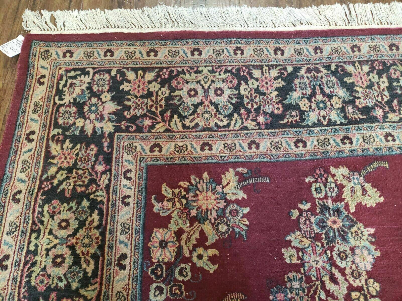 8' X 12' Vintage Handmade India Floral Oriental Wool Rug Veg Dyes Organic Red - Jewel Rugs