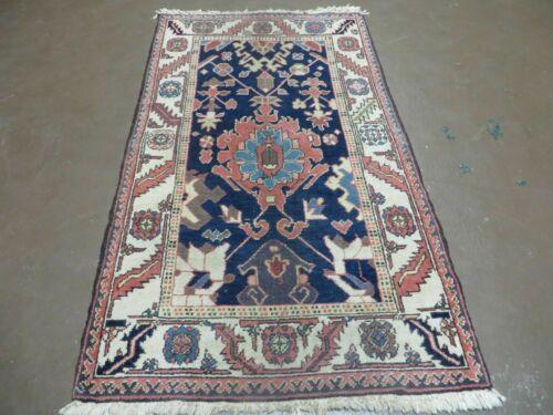 3' X 5' Vintage Handmade India Floral Oriental Wool Rug Nice Rug Blue # 401 - Jewel Rugs