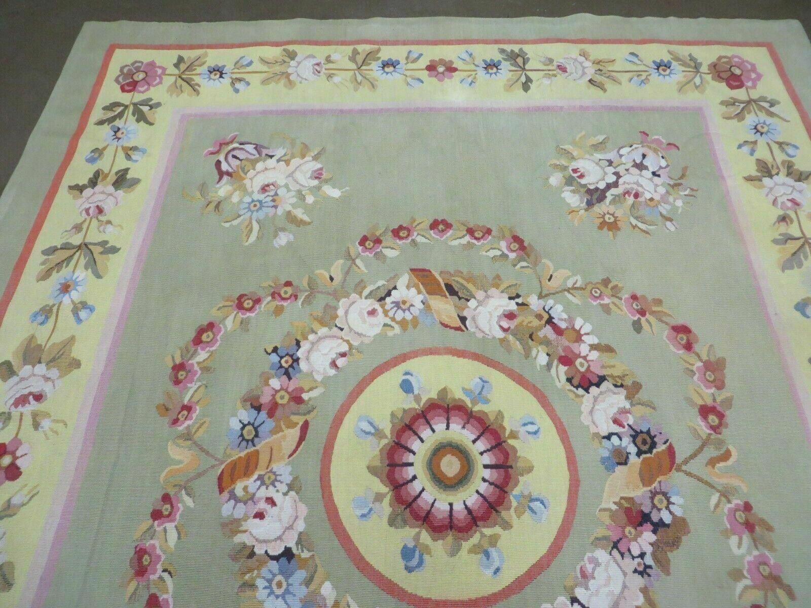 5' X 7' Vintage Handmade Aubusson Needlepoint Flat Pile Weave Wool Rug Nice - Jewel Rugs