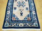 3' X 5' 8" Handmade Art Deco Chinese Wool Rug Peking Blue and Beige Carpet - Jewel Rugs