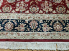 8' X 10' Vintage Handmade India Floral Wool Silk Accents Rug Organic Veg Dyes - Jewel Rugs