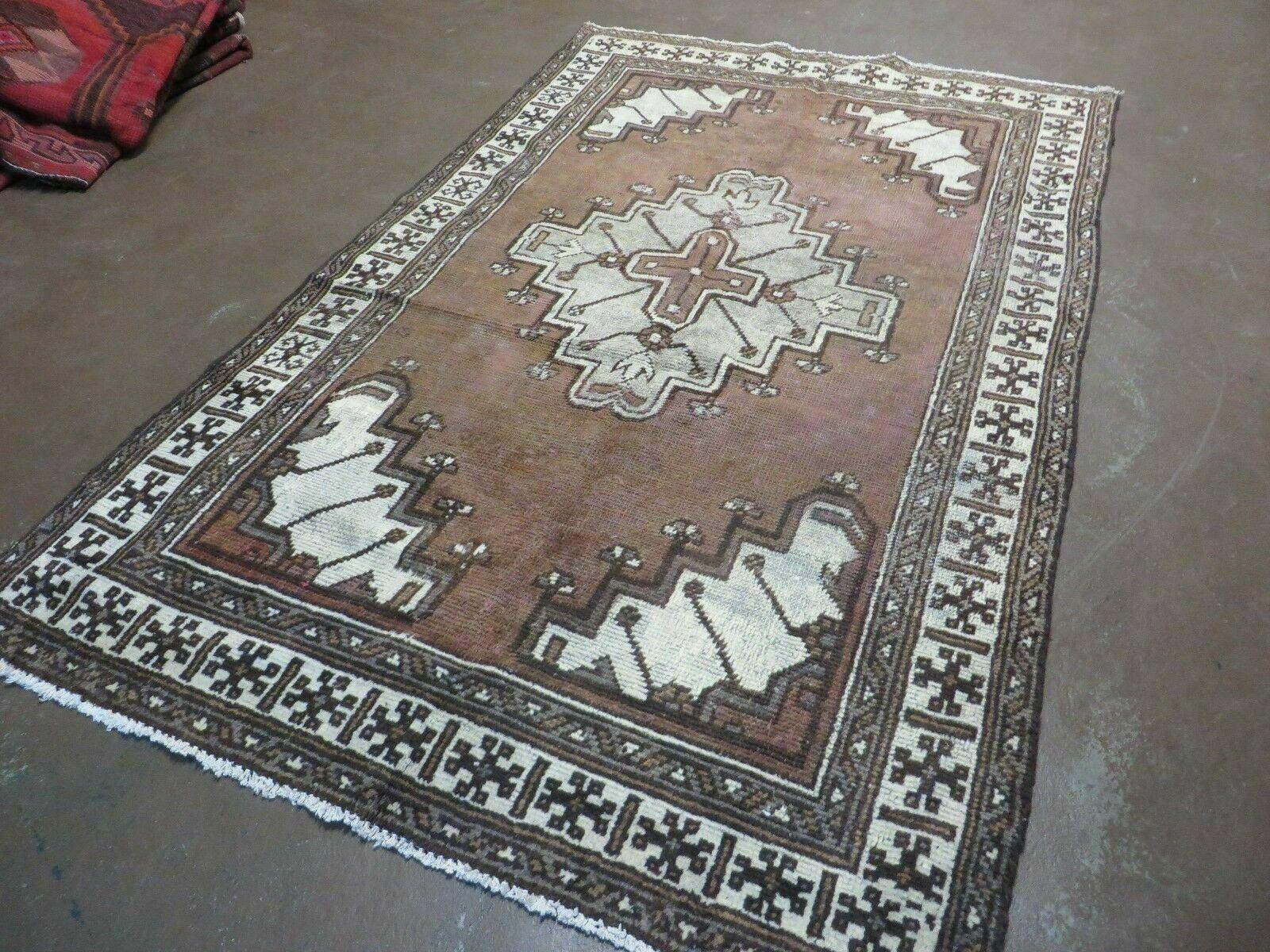 4' X 6' Antique Handmade Turkish Sparta Wool Rug Veg Dyes Brown Nice - Jewel Rugs