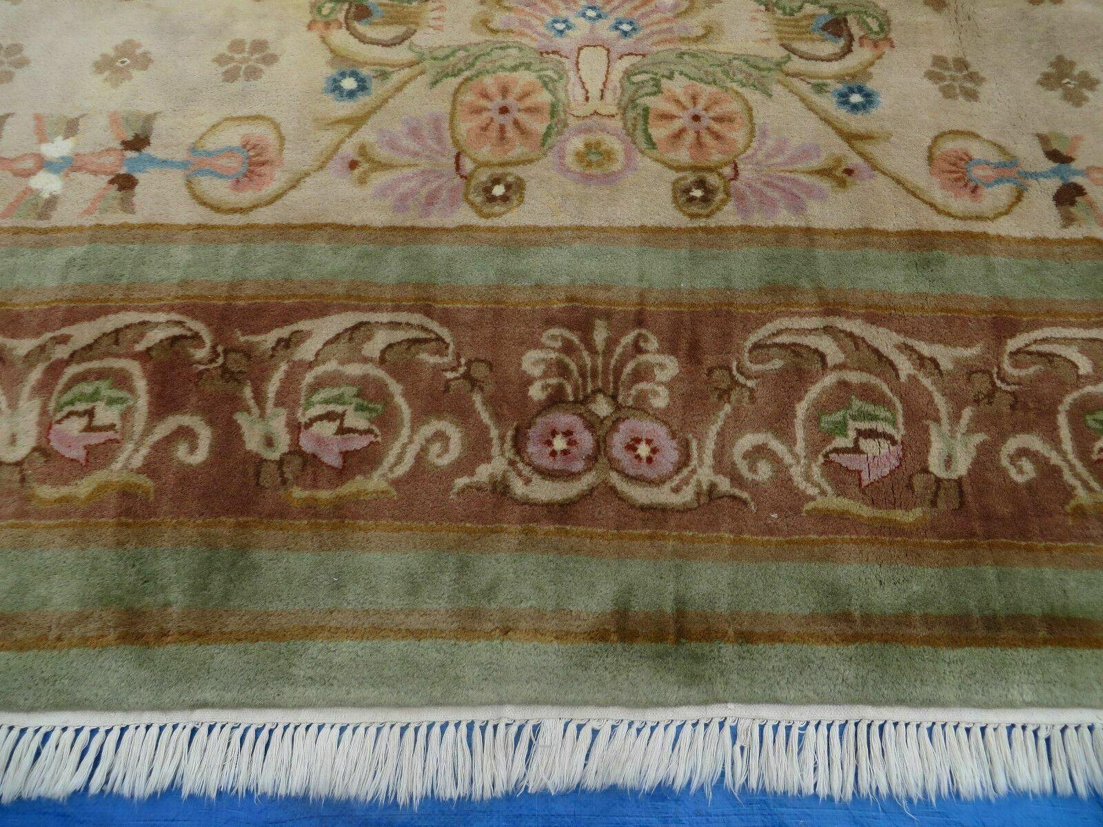 10' X 14' Vintage Handmade Chinese Aubusson Wool Rug Decorative - Jewel Rugs