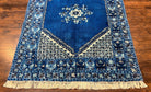 Vintage Moroccan Rug 5.6 x 7.6, Blue and Ivory Area Rug, Hand-Knotted Oriental Carpet, Geometric Medallion Open Field, Soft Wool Rug, Nice - Jewel Rugs