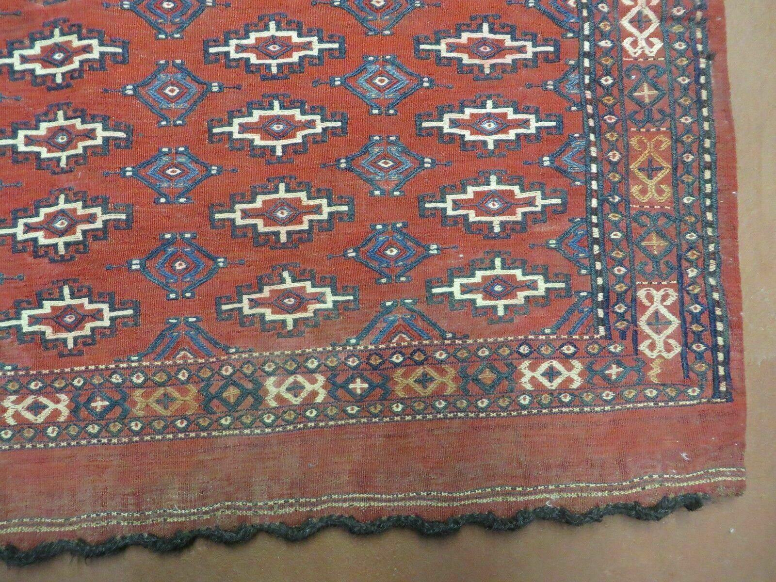 2.5' X 4' Antique Handmade Turkoman Tribal Wool Rug Cushion Case Yamud Soumak - Jewel Rugs