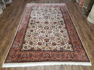 6x9 Top Quality Handmade Wool Area Rug Floral Allover Carpet Veg Dyes Beige - Jewel Rugs