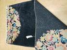 2' 6" X 5' Antique Handmade Chinese Art Deco Peking Wool Accent/Throw Rug - Black Rug with Flower Design - Jewel Rugs