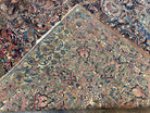 Stunning Persian Kirman Rug 11x15, Hand Knotted Wool Carpet, Large Antique Oriental Red Blue Area Rug 11 x 15 Allover Floral Palace Size Rug - Jewel Rugs