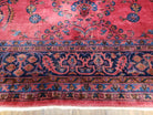 Antique Turkish Sparta Rug, 9x12 Rug, Red and Dark Blue Handmade Wool Area Rug, Turkish Carpet, Antique Rug, Hand-Knotted Rug, Floral Rug - Jewel Rugs