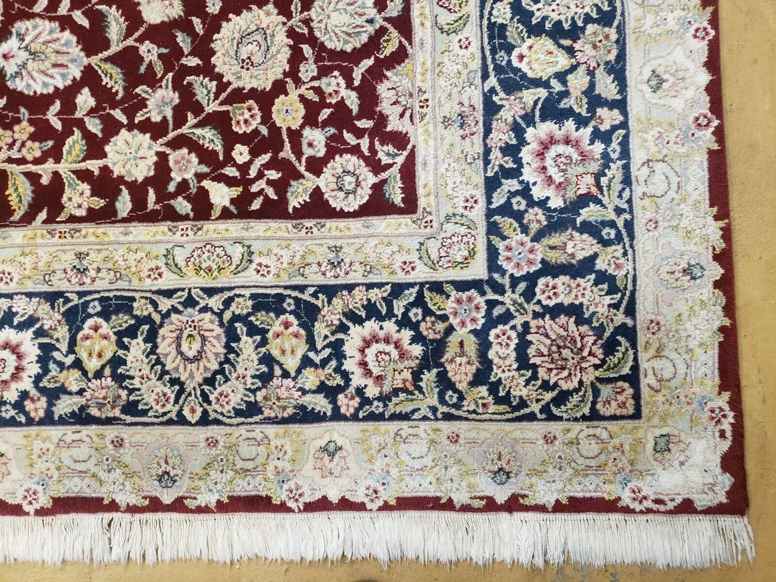 8' X 10' Vintage Handmade Oriental Floral Wool & Silk Rug Afshan Red Blue Nice - Jewel Rugs