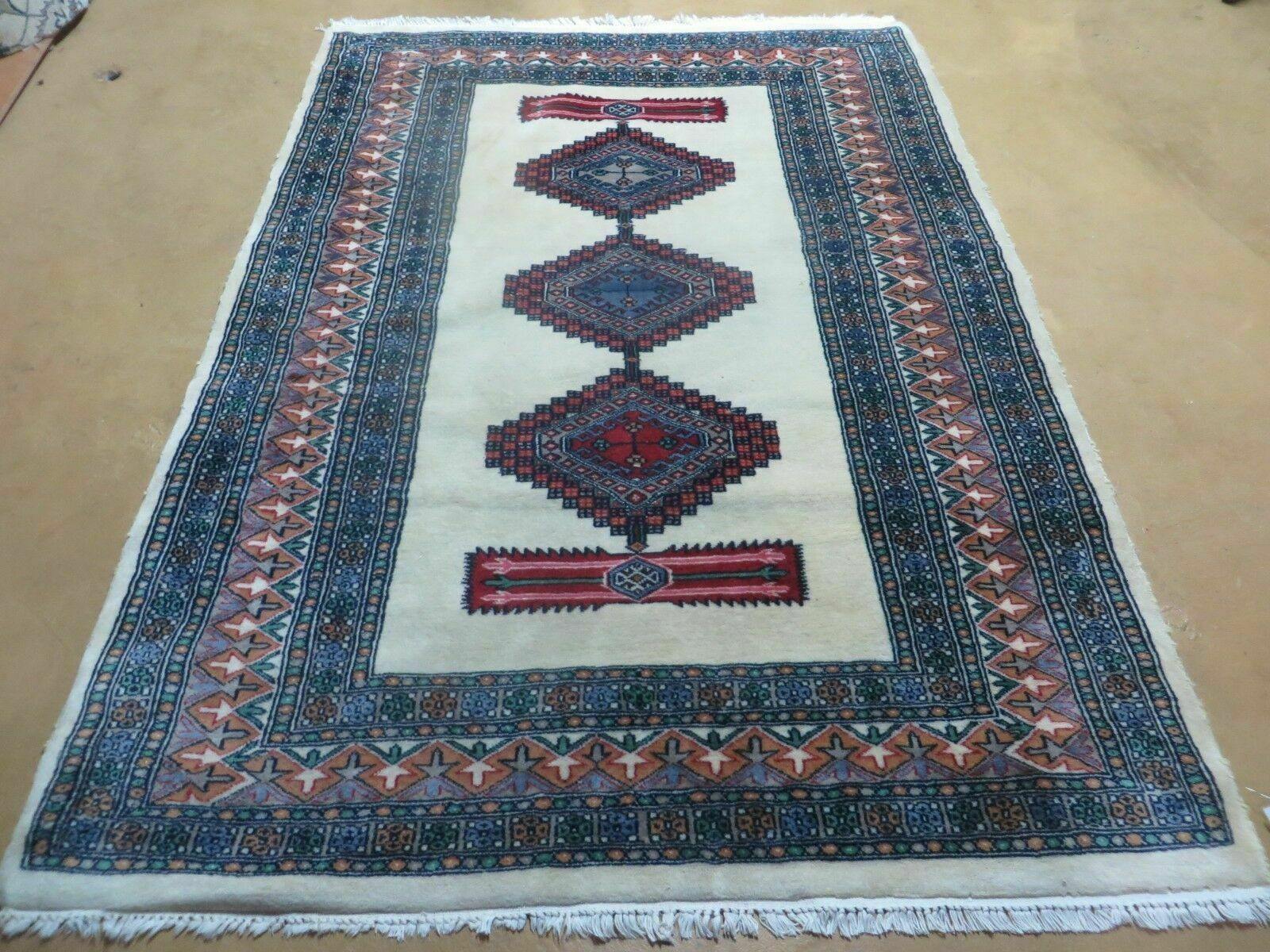 4' X 6' Vintage Handmade Bokhara Turkoman Pakistan Wool Rug Carpet