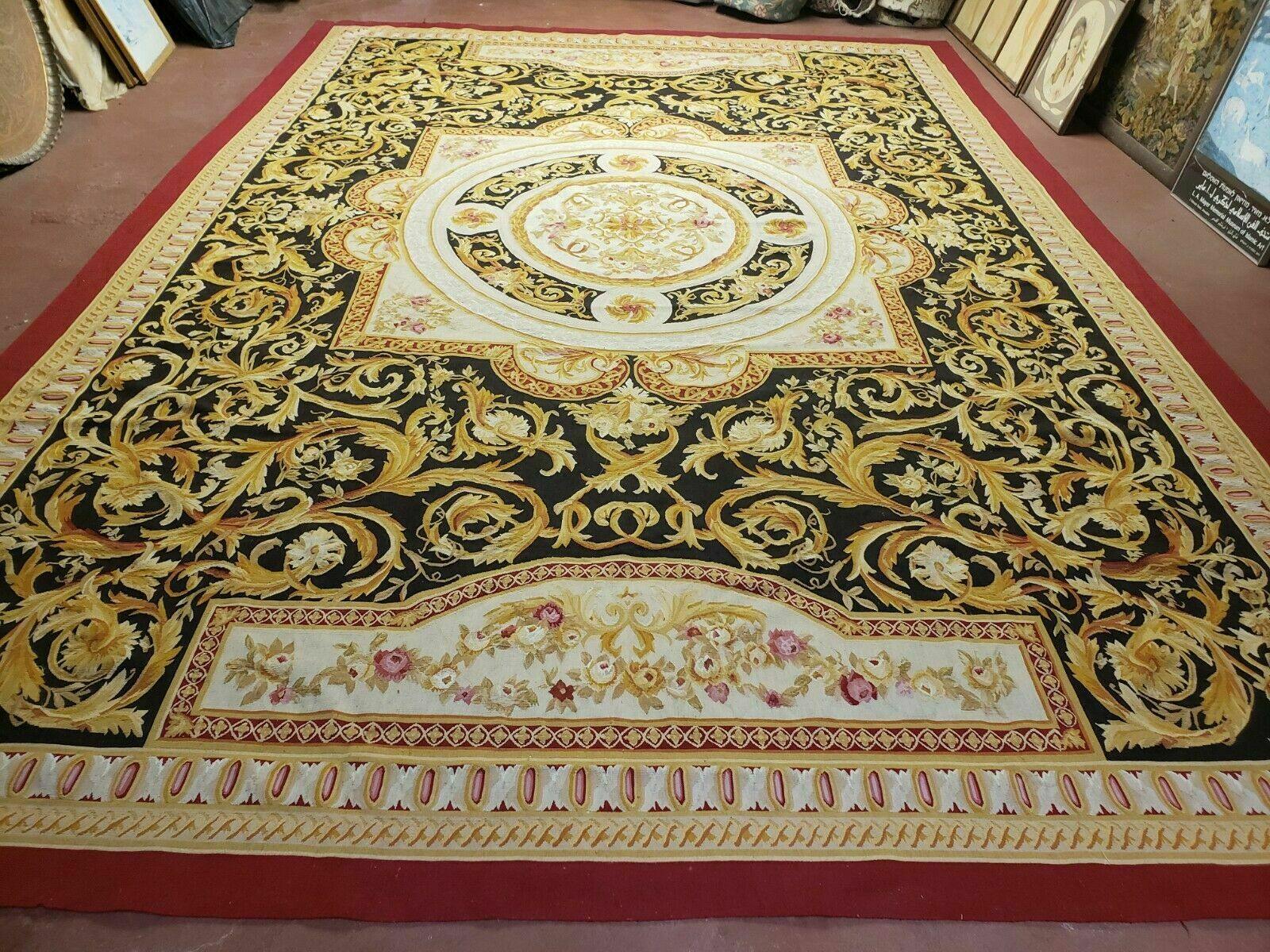 10' X 14' Handmade Flat Pile Wool Rug French Aubusson Weave Savonnerie Beauty - Jewel Rugs