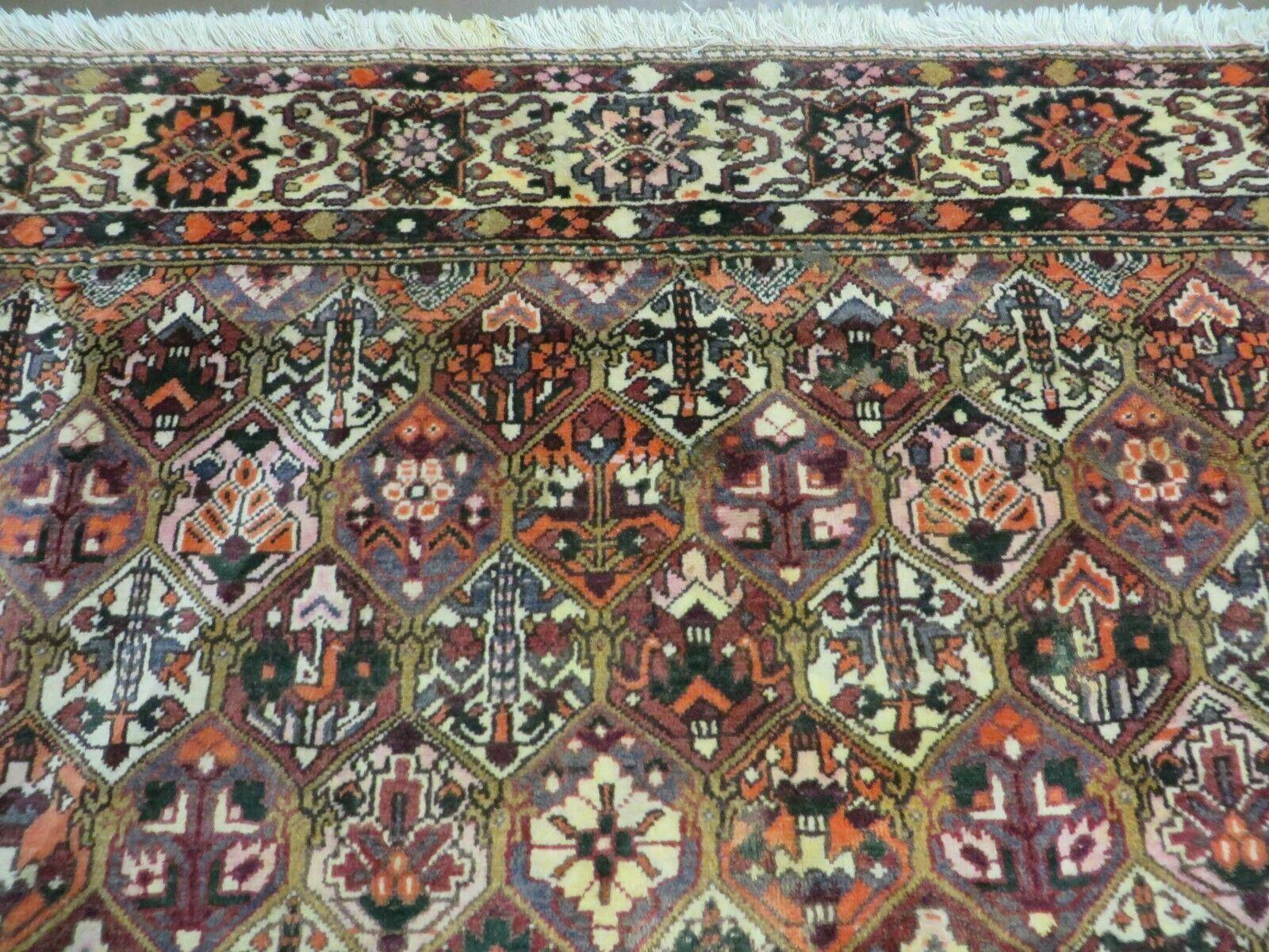 Antique Persian Bakhtiari Rug 7x10 - Multicolor Repeated Panel Design - Vegetable Dyed Rug - Hand Knotted Wool Room Sized Oriental Carpet 7 x 10 Rug - Jewel Rugs