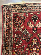 Small Persian Sarouk Rug 2x4 ft, Allover Floral Pattern, Red Black Cream, Hand Knotted Wool Traditional Oriental Carpet, Antique Persian Rug 2 x 4 - Jewel Rugs