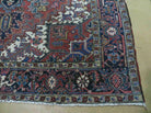 6'7" X 9' Antique Handmade India Geometric Oriental Wool Rug Organic Red Blue - Jewel Rugs