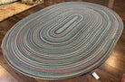 Large American Braided Oval Rug 9x12, Multicolor Braided Oval Carpet, Vintage Braided Rug - Jewel Rugs