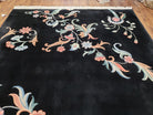 9x12 Chinese Art Deco Rug Black Wool Area Rug 120 Lines Flowers Handmade Carpet - Jewel Rugs