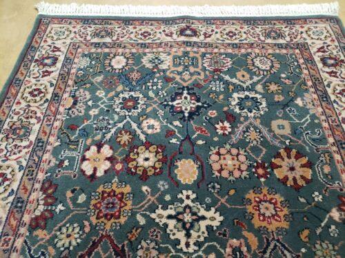 3'11"X 5'6" Karastan Mahal Leaf Green Ivory Wool Rug 440/98021 Belgium Kara Shah - Jewel Rugs