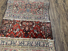 Persian Sarouk Rug 2.7 x 6.6, Antique Oriental Carpet, Short Runner Rug, Floral Rug, Red Dark Blue Cream, Hand-Knotted, High Quality, Authentic Wow - Jewel Rugs