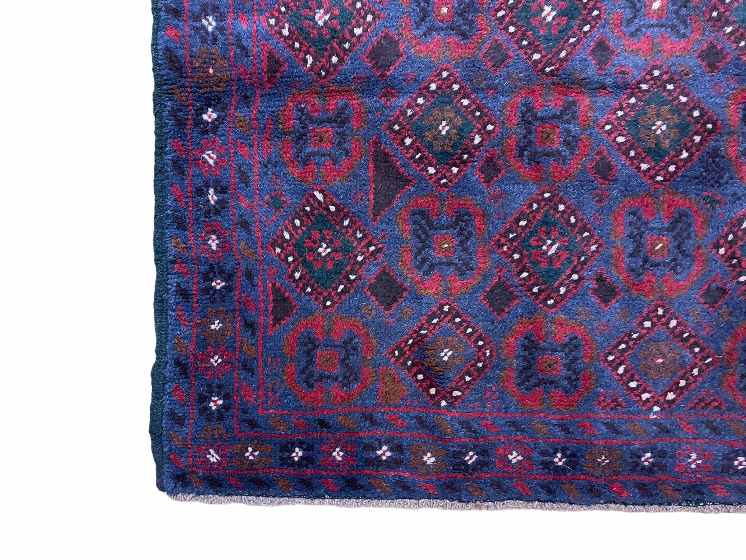 3x5 New Vintage Handmade Tribal Wool Rug Balouchi Rug Afghan Rug Red Blue Nice - Jewel Rugs