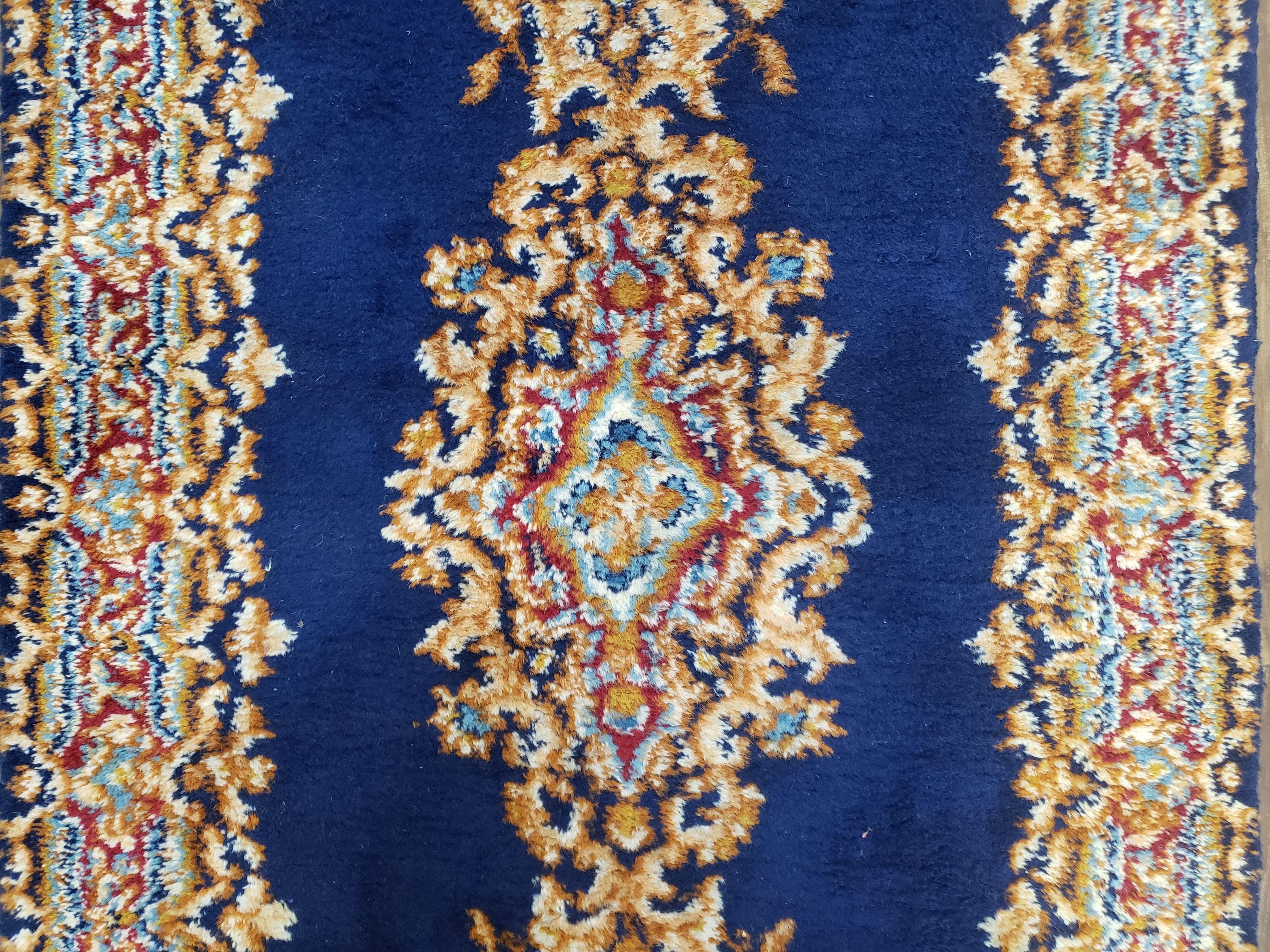 Semi Anique Dark Blue Persian Kerman Runner, 2'7" x 13'5" - Jewel Rugs