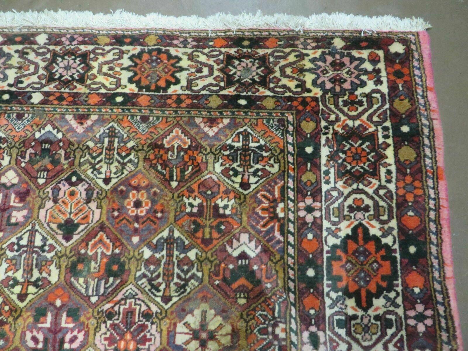 Antique Persian Bakhtiari Rug 7x10 - Multicolor Repeated Panel Design - Vegetable Dyed Rug - Hand Knotted Wool Room Sized Oriental Carpet 7 x 10 Rug - Jewel Rugs
