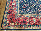 10' X 15.5' Antique Handmade Turkish Sparta Wool Area Rug Nice Navy Blue Red Organic - Jewel Rugs