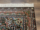 Sino Persian Silk Rug 5x8, Hand Knotted Silk Carpet, Very Fine Vintage Oriental Rug, Black Brown Cream, Birds Floral Medallion 5 x 8 ft Wow - Jewel Rugs