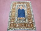 Antique Turkish Anatolian Ghiordes Prayer Rug, Twin Mihrabs, Rare Collectible Oriental Rug, Early 20th Century Prayer Rug, 3'9" x 5'2" - Jewel Rugs