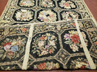 6' X 9' Vintage Handmade English Design Needlepoint Wool Rug Flat Weave Nice - Jewel Rugs